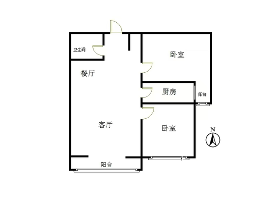 香邑溪谷一期2室2厅1卫户型图