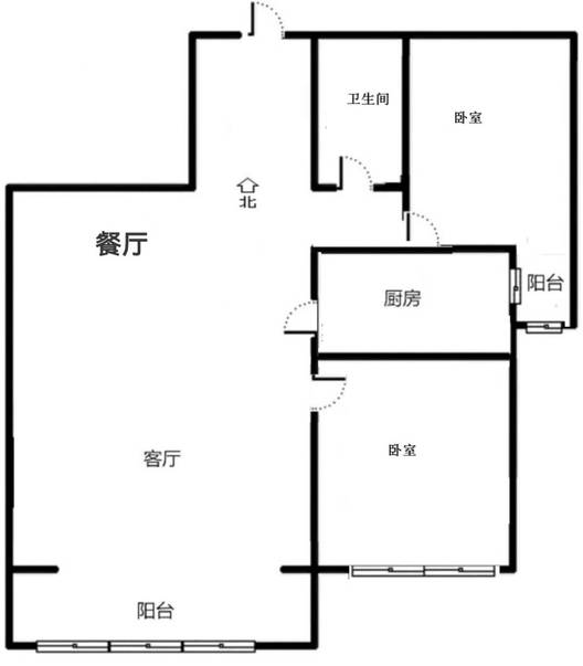 香港豪庭2室2厅1卫户型图