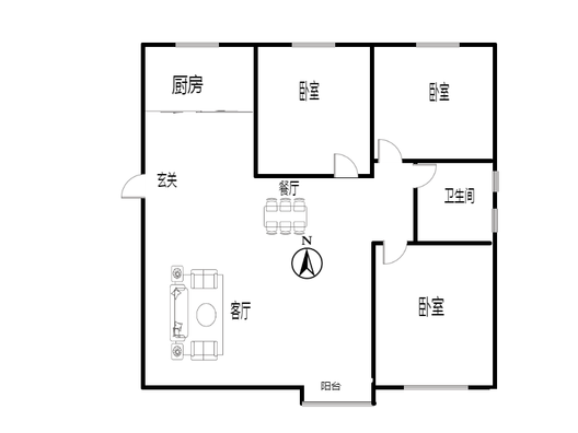 天保郦景3室2厅2卫户型图