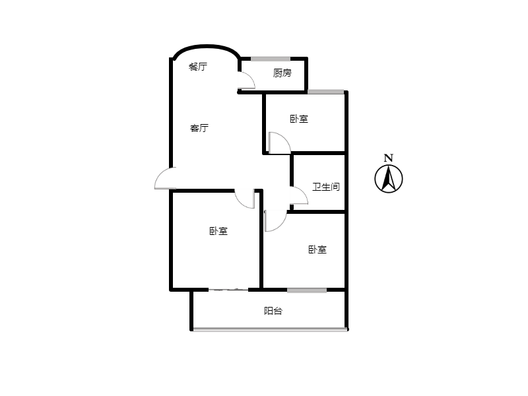 名流枫景五期3室2厅1卫户型图