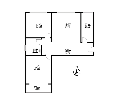 水岸花城2室2厅1卫户型图
