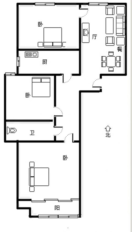 名流家和3室2厅1卫户型图