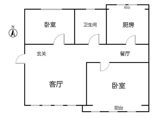 涿州银都小区2室2厅1卫户型图