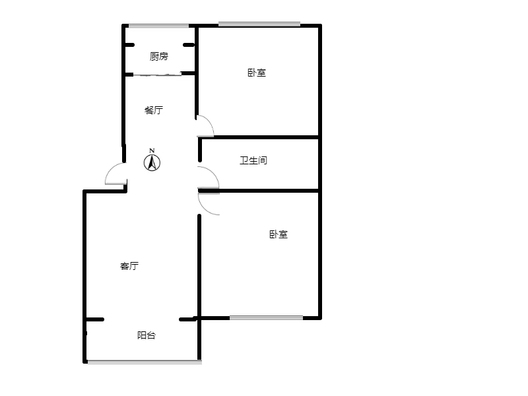 鹏润四季花园2室2厅1卫户型图