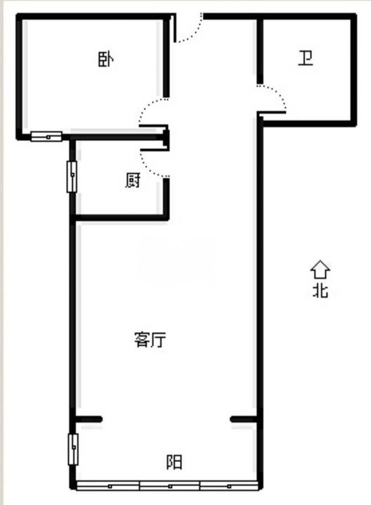 花溪渡1室1厅1卫户型图