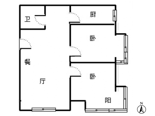 K2狮子城2室2厅1卫户型图