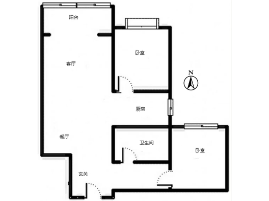联合一号院2室2厅1卫户型图