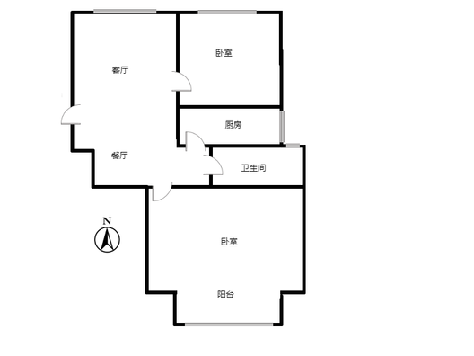 云景城2室2厅1卫户型图