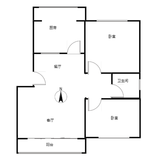银城小区2室2厅1卫户型图