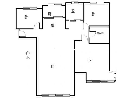 K2狮子城3室2厅2卫户型图