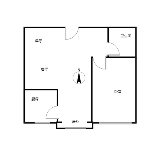名流枫景五期1室2厅1卫户型图