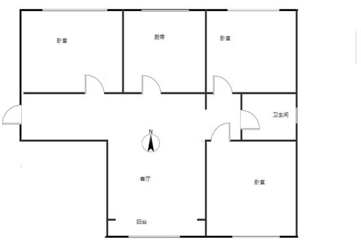 鸿坤新维港3室1厅1卫户型图