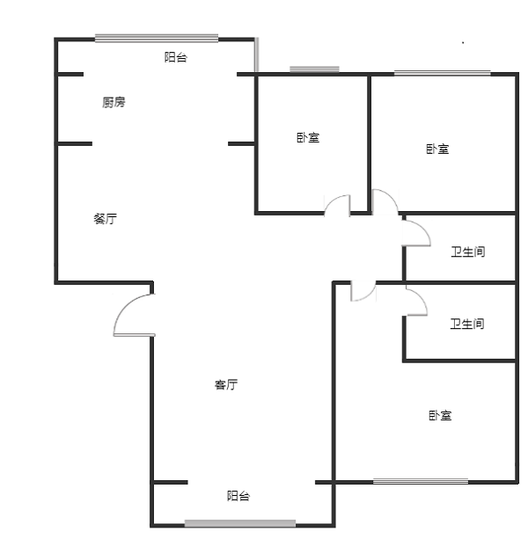 华阳公寓3室2厅2卫户型图