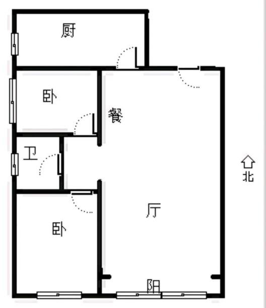 鸿坤理想湾2室2厅1卫户型图