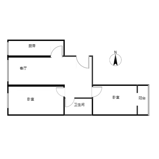 怡安馨居2室1厅1卫户型图