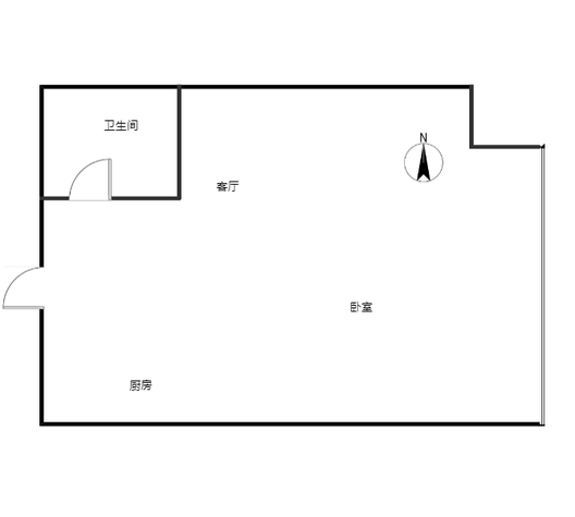 万科城际之光1室1厅1卫户型图