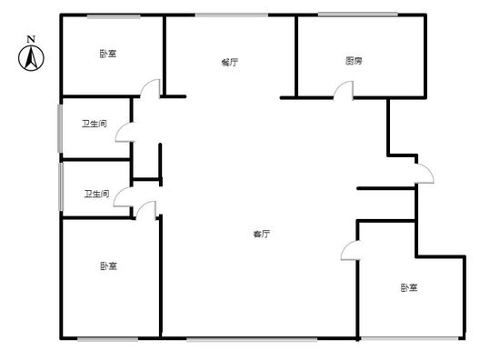 华远和府二期3室2厅2卫户型图