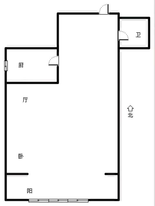 花溪渡1室1厅1卫户型图