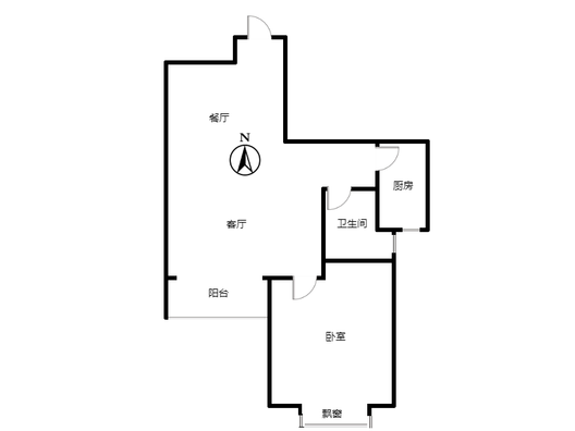 汇元新天地1室2厅1卫户型图