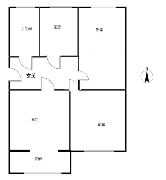 建安一公司家属院2室1厅1卫户型图