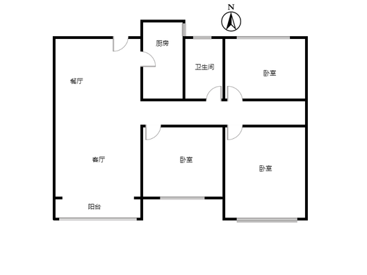 鸿坤理想尔湾3室2厅1卫户型图