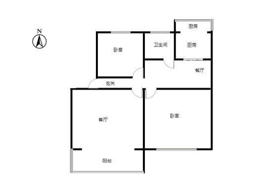 农行家属院2室2厅1卫户型图