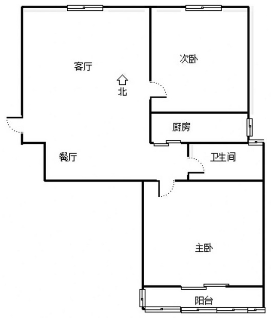 云景城2室2厅1卫户型图