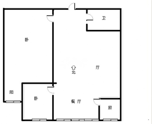 惠友钻石广场（AB座）2室2厅1卫户型图
