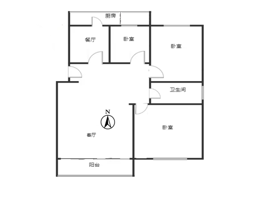 华阳水电小区3室2厅1卫户型图