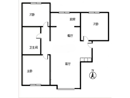 鸿坤理想湾3室2厅1卫户型图