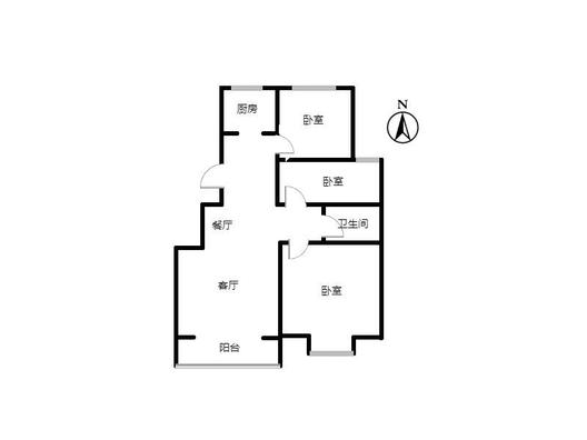 天地新城3室2厅1卫户型图