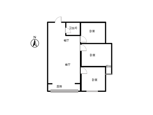 惠友钻石广场（AB座）3室2厅1卫户型图