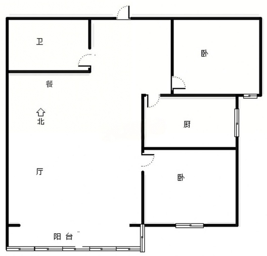 翡翠城（涿郡东区）2室2厅1卫户型图