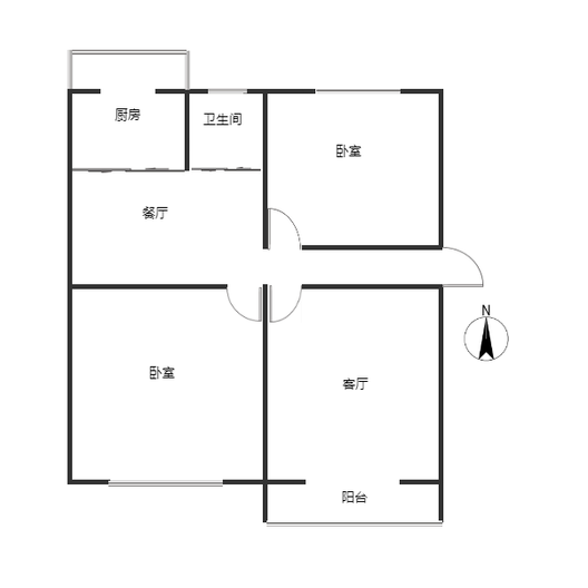 农行家属院2室2厅1卫户型图