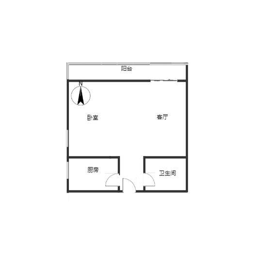 汇元国际1室1厅1卫户型图