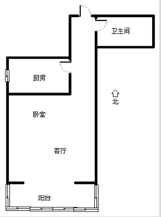 花溪渡1室1厅1卫户型图