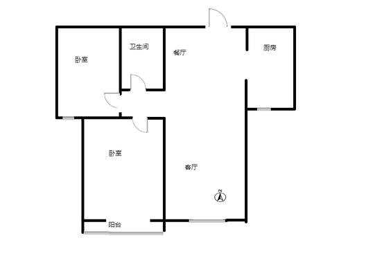 水岸花城2室2厅1卫户型图