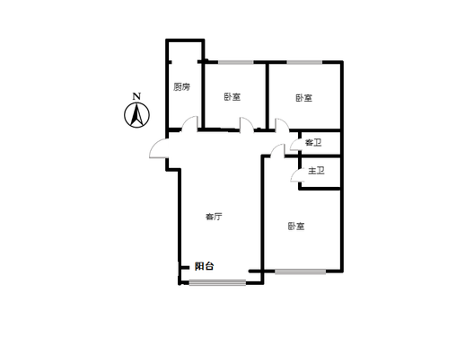 紫竹园3室1厅1卫户型图