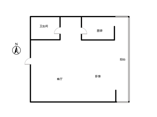 汇元四季橙1室1厅1卫户型图