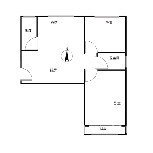 北京理想城2室2厅1卫户型图