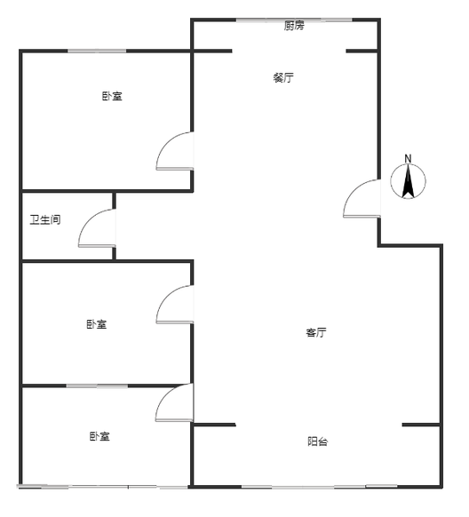 联合小区四号院3室2厅1卫户型图