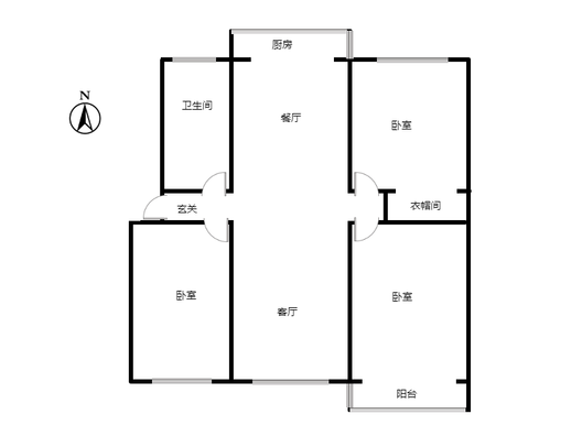 联合六号院3室2厅1卫户型图