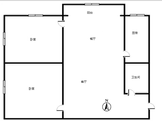 鸿盛凯旋门2室2厅1卫户型图