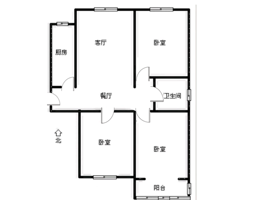 水岸花城3室2厅1卫户型图