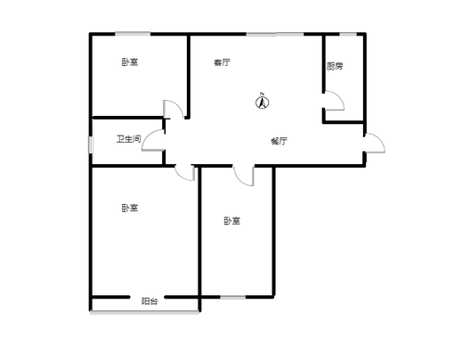 水岸花城3室2厅1卫户型图