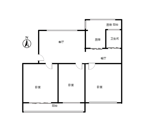 金城花园3室2厅1卫户型图