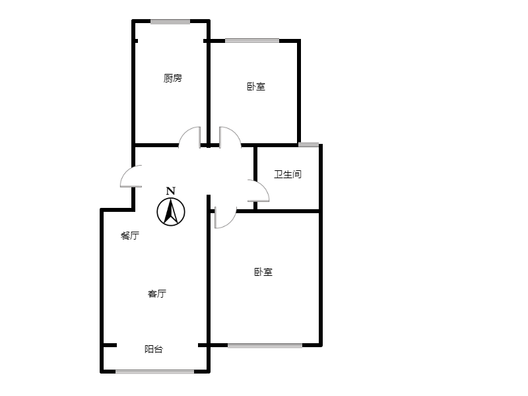 水岸花城2室2厅1卫户型图