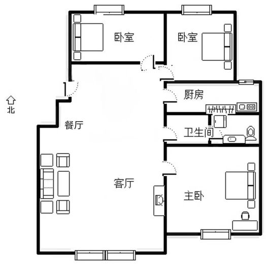 惠友钻石广场3室2厅1卫户型图