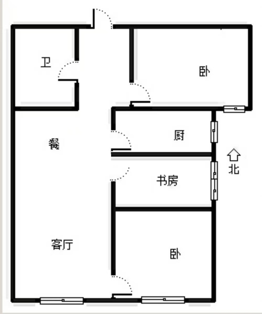 高铁新干线3室2厅1卫户型图