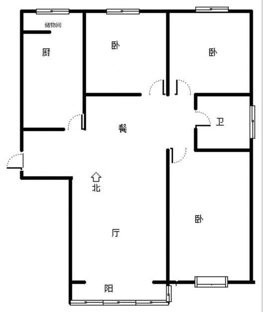 京中美居3室2厅1卫户型图